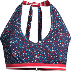 Women's Chlorine Resistant Reversible Halter Bikini Top Swimsuit