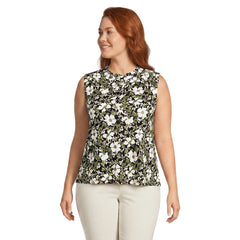 Women's Plus Size Linen Blend Ruffle Trim Tank Top