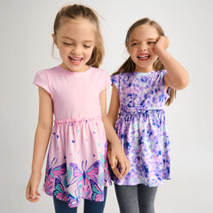 Girls Short Sleeve Gathered Waist Tunic Top