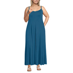 Women's Plus Size Silky Knit Godet Maxi Dress