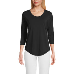 Women's Petite 3/4 Sleeve Lightweight Jersey Shirttail Tee