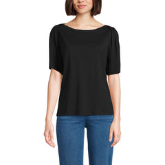 Women's Elbow Sleeve Supima Cotton Boatneck T-Shirt