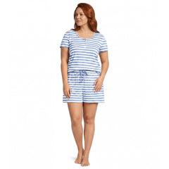 Women's Plus Size Knit 2 Piece Pajama Set - Short Sleeve Top and Shorts