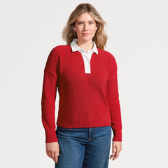 Women's Petite Drifter Rugby with Woven Collar Sweater