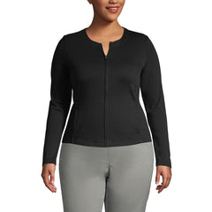School Uniform Women's Plus Size Cotton Polyester Zip Crew Cardigan