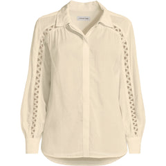 Women's Voile Shirred Trim Insert Shirt