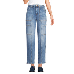 Women's Denim High Rise Utility Cargo Ankle Jeans