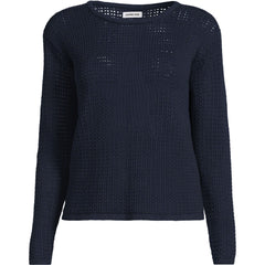 Women's Plus Size Cotton Viscose Mesh Jacquard Crew Neck Sweater
