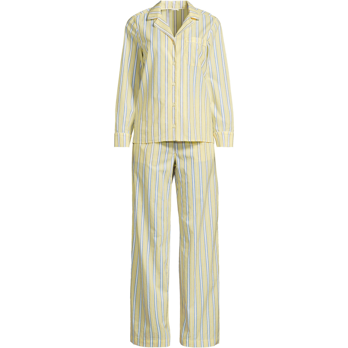 Women's Petite Cotton Poplin 2 Piece Pajama Set - Long Sleeve Top and Pants