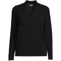 Women's Petite Cashmere Long Sleeve Wrap Sweater