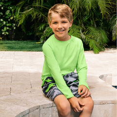Boys Husky Sunshade UPF 50 Chlorine Resistant Long Sleeve Crew Neck Rash Guard