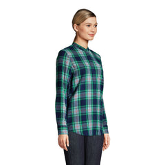 Women's Petite Flannel Long Sleeve Tunic Top