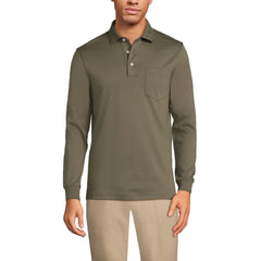 Men's Tall Long Sleeve Cotton Supima Polo Shirt with Pocket