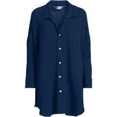 Women's Oversized Gauze Button Front Cover-Up Shirt