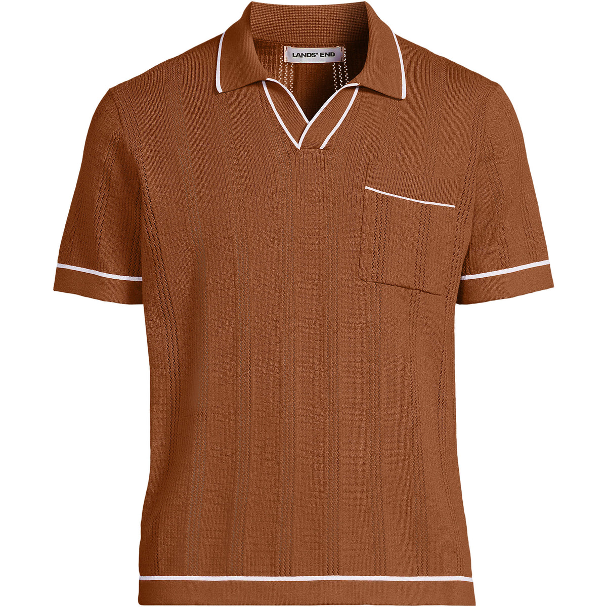 Men's Short Sleeve Textured Tipped Sweater Polo