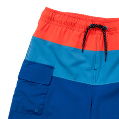 Boys Chlorine Resistant Colorblock Hydroliner Board Swim Trunks