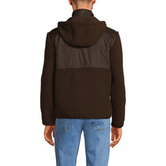 Men's Hooded Half Zip Faux Fur Sherpa Fleece Pullover