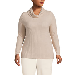 Women's Plus Size Long Sleeve Wide Rib Turtleneck