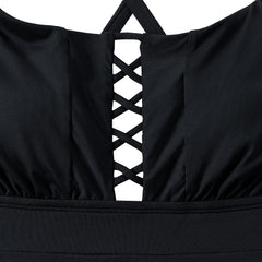 Women's Lace-up Flutter Tankini Swimsuit Top
