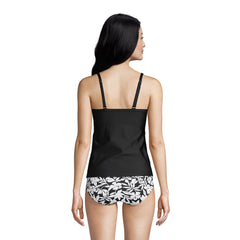 Women's DD-Cup Chlorine Resistant Tie Front Underwire Tankini Swimsuit Top Adjustable Straps