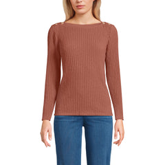 Women's Long Sleeve Coastal Rib Boatneck Top