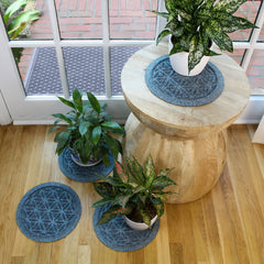 Matterly Waterblock 12" Round Flower of Life Plant Trivet - Set of 4