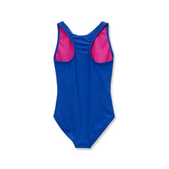 Girls Chlorine Resistant Sporty Hi-Neck Racer Back One Piece Swimsuit