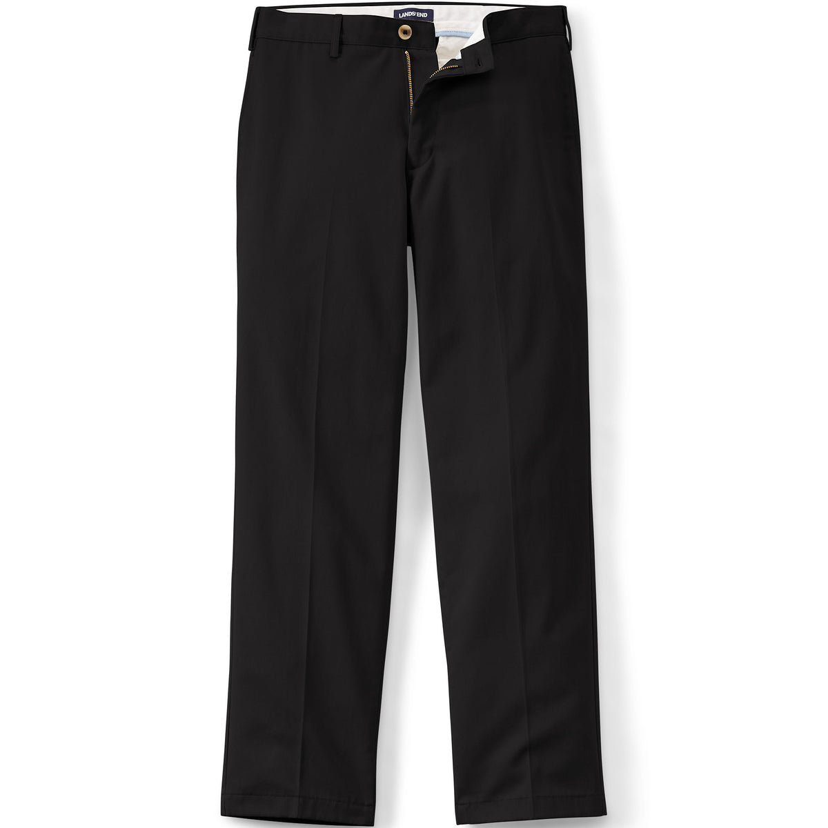Men's Long No Iron Comfort Waist Traditional Fit Plain Front Chino Pant