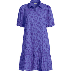 Women's Plus Size Elbow Sleeve Eyelet Knee Length Shirt Dress