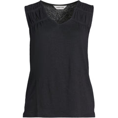 Women's Plus Size Linen Blend Smocked Flowy Tank