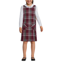 Girls Plaid Button Shoulder Patch Pocket Jumper