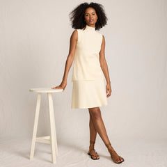 Women's Petite Fine Gauge Cotton Sweater Above the Knee Circle Skirt