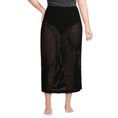 Women's Plus Size Cotton Open Knit Maxi Swim Cover-up Skirt