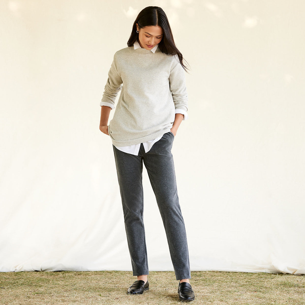 Women's Petite Sport Knit High Rise Corduroy Pants