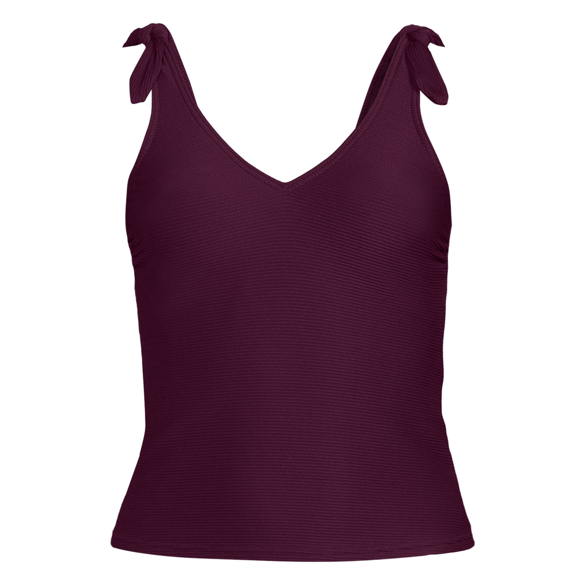 Women's Plus Size Tie Shoulder Ribbed Flutter Tankini Top