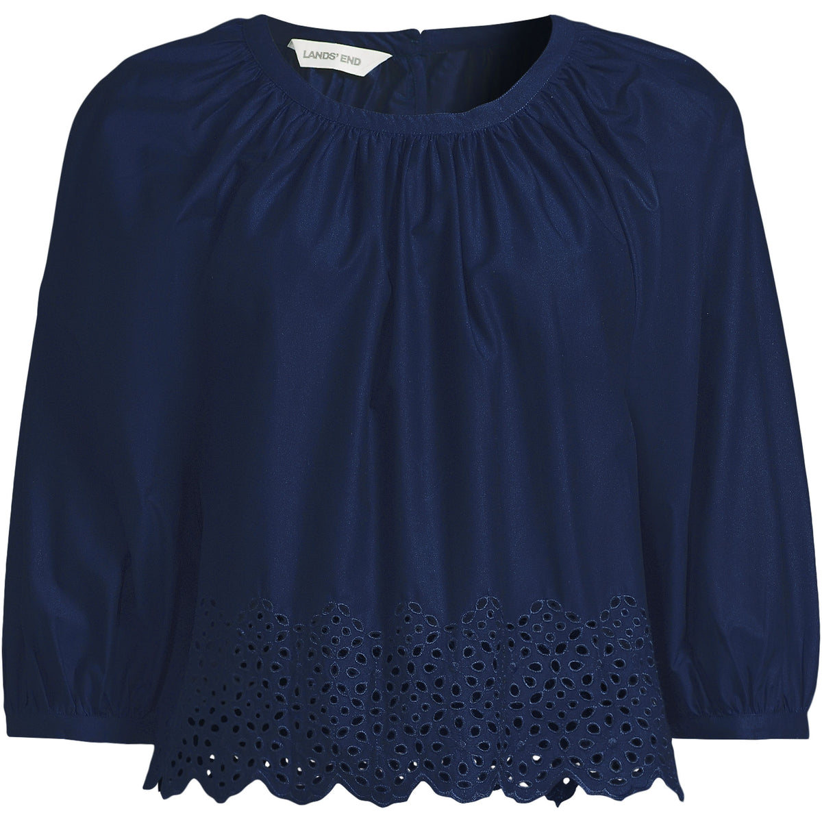 Women's Gathered Eyelet Top