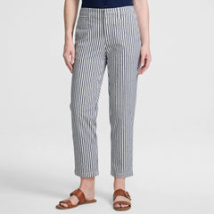 Women's Tall Mid Rise Classic Straight Leg Oxford Stripe Ankle Pants