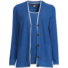 Women's Fine Gauge Cotton Cardigan and Tank Sweater Set