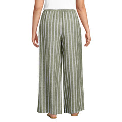 Women's Plus Size Linen High Rise Palazzo Pants - Set Bottom