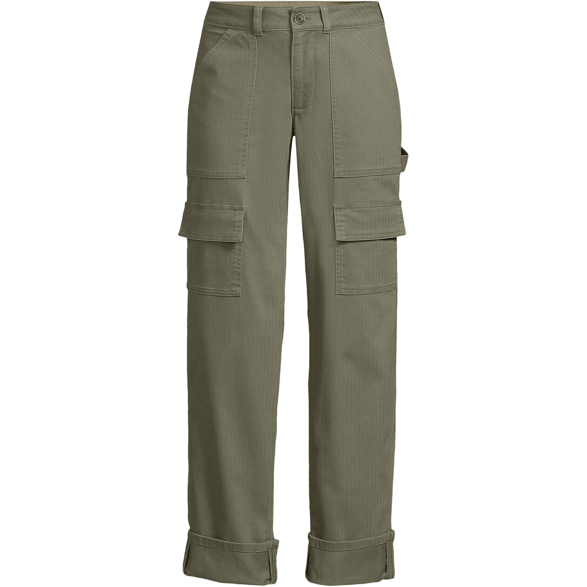 Women's Plus Size Chino Mid Rise Straight Leg Cargo Ankle Pants