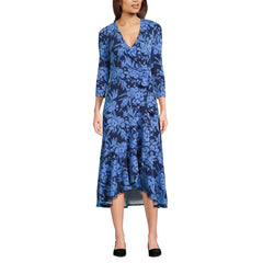 Women's Cotton Modal 3/4 Sleeve Vneck Wrap Dress