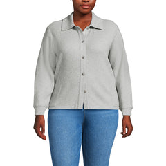 Women's Plus Size Long Sleeve Waffle Collared Shacket
