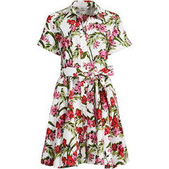 Women's Plus Size Linen Blend Button Front Dress with Godets