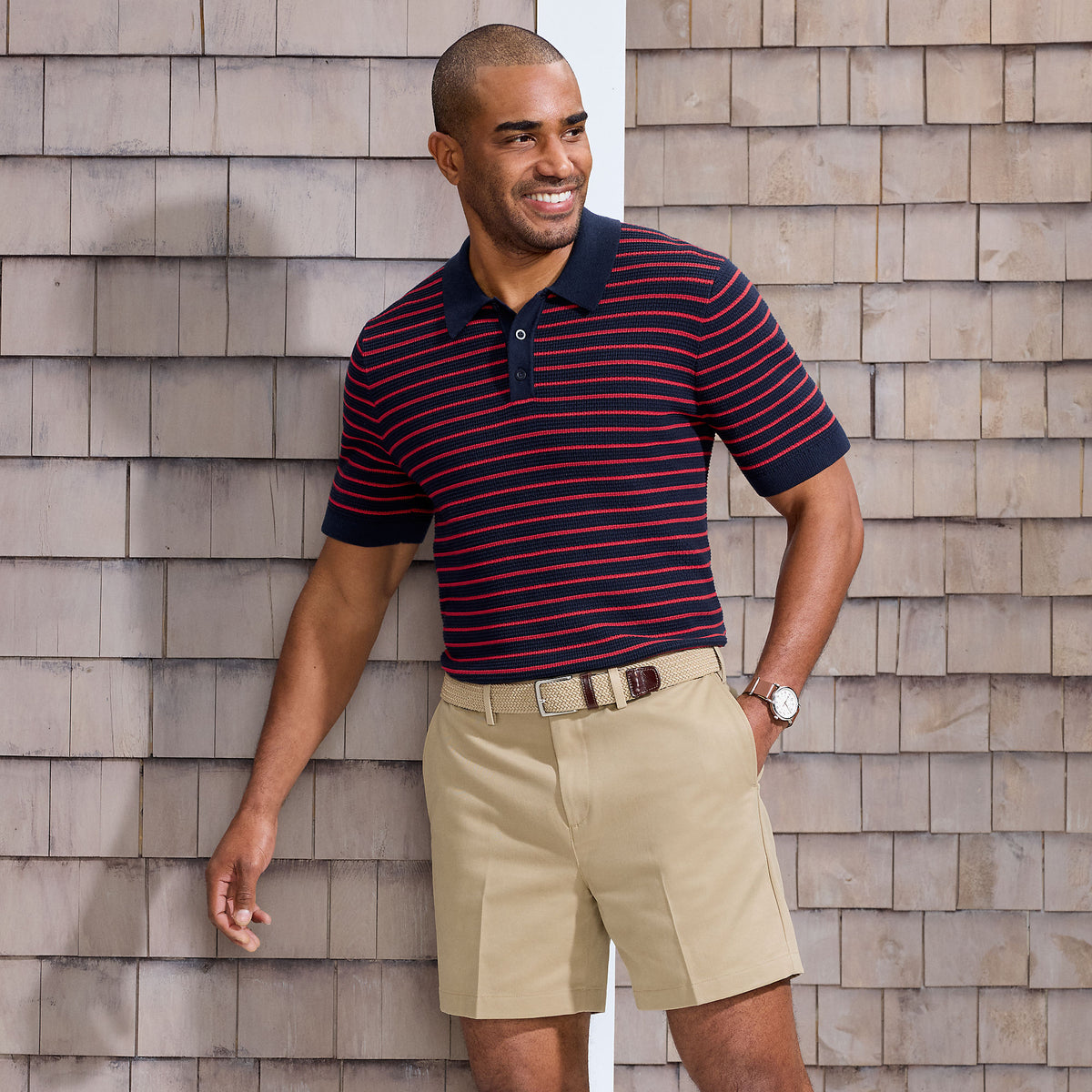 Men's No Iron 6" Comfort Waist Plain Front Chino Short