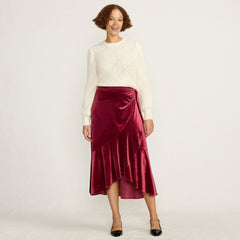 Women's Velvet Wrap Midi Skirt
