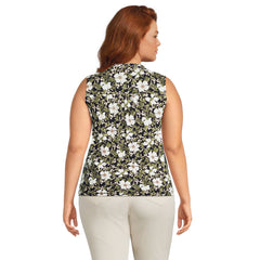 Women's Plus Size Linen Blend Ruffle Trim Tank Top