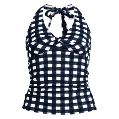 Women's Plus Size Pique Knot Twist Halter Tankini Top