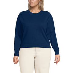 Women's Plus Size Cotton Wedge Crew Neck Sweater