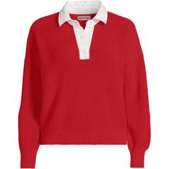 Women's Drifter Rugby with Woven Collar Sweater