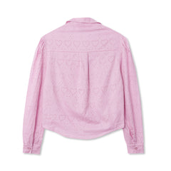 Girls Long Sleeve Woven Hearts Top